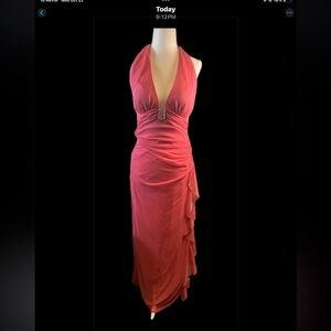 Betsy Adam Chic Coral Asymmetrical Dress A0169